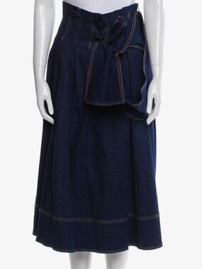 ULLA JOHNSON High-Waisted Belted Denim Midi Skirt
